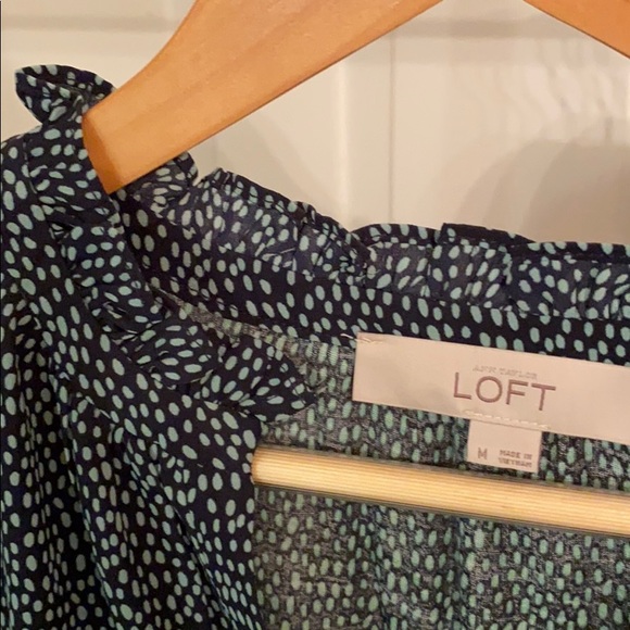 LOFT top navy with green spots medium - Picture 2 of 5